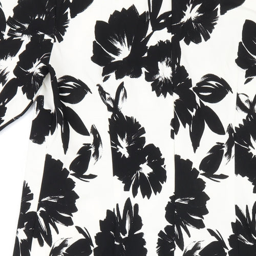 Gerry Weber Womens Black Floral Polyester A-Line Size 12 Round Neck Zip