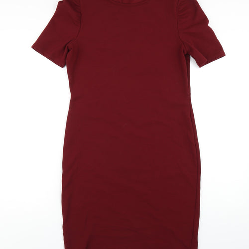 Dorothy Perkins Womens Red Polyester Bodycon Size 12 Round Neck Pullover