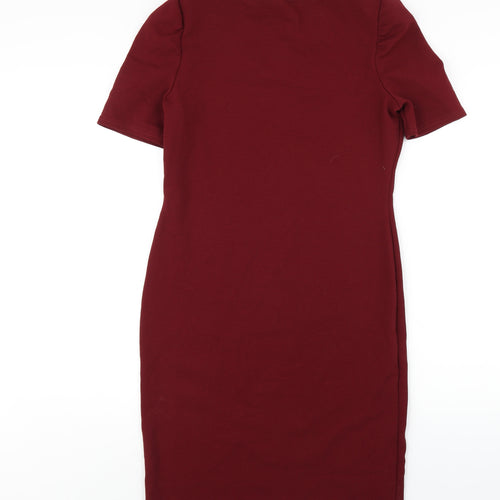 Dorothy Perkins Womens Red Polyester Bodycon Size 12 Round Neck Pullover