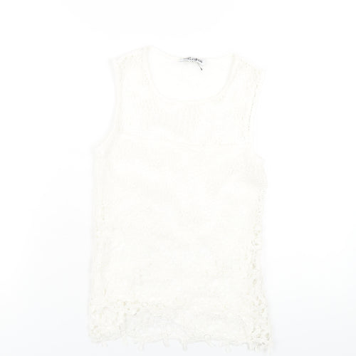 Debenhams Womens White Viscose Basic Tank Size 6 Round Neck