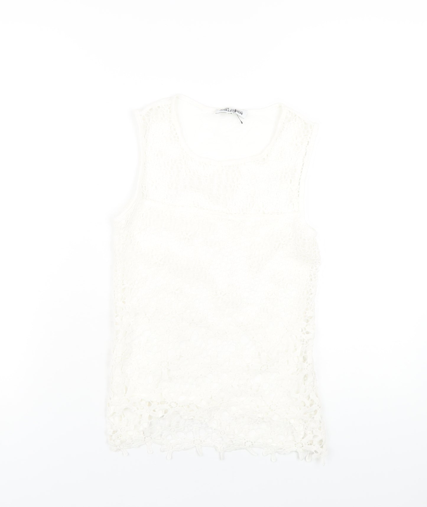 Debenhams Womens White Viscose Basic Tank Size 6 Round Neck