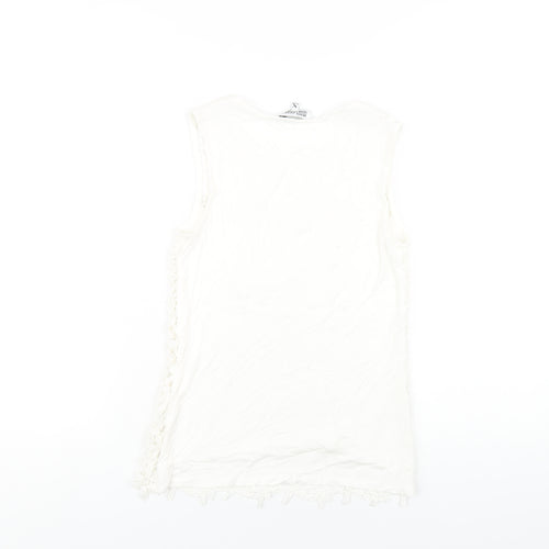 Debenhams Womens White Viscose Basic Tank Size 6 Round Neck