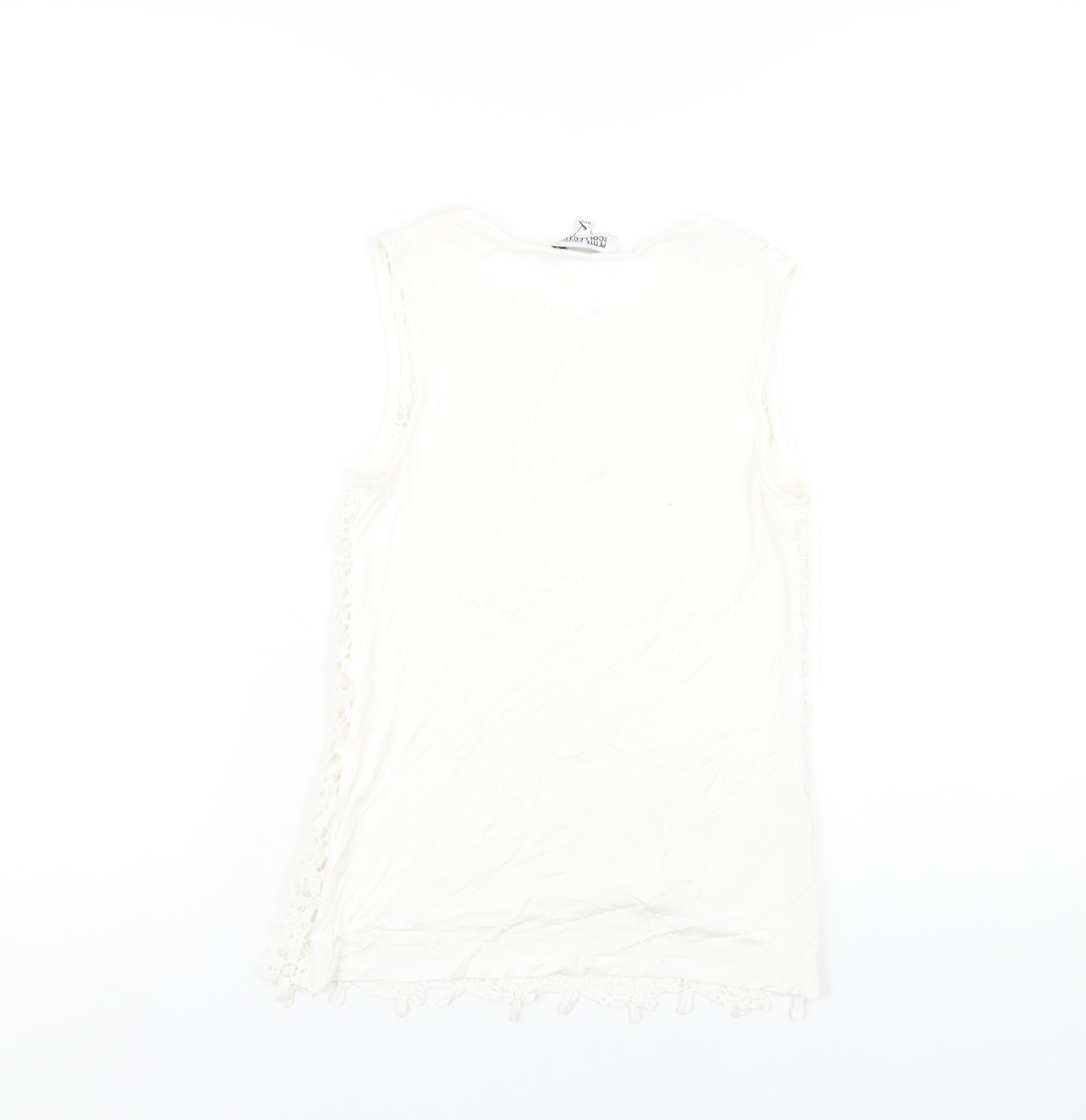 Debenhams Womens White Viscose Basic Tank Size 6 Round Neck