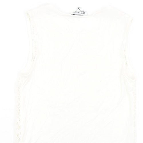 Debenhams Womens White Viscose Basic Tank Size 6 Round Neck