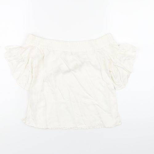 AllSaints Womens White Lyocell Basic T-Shirt Size XS Off the Shoulder