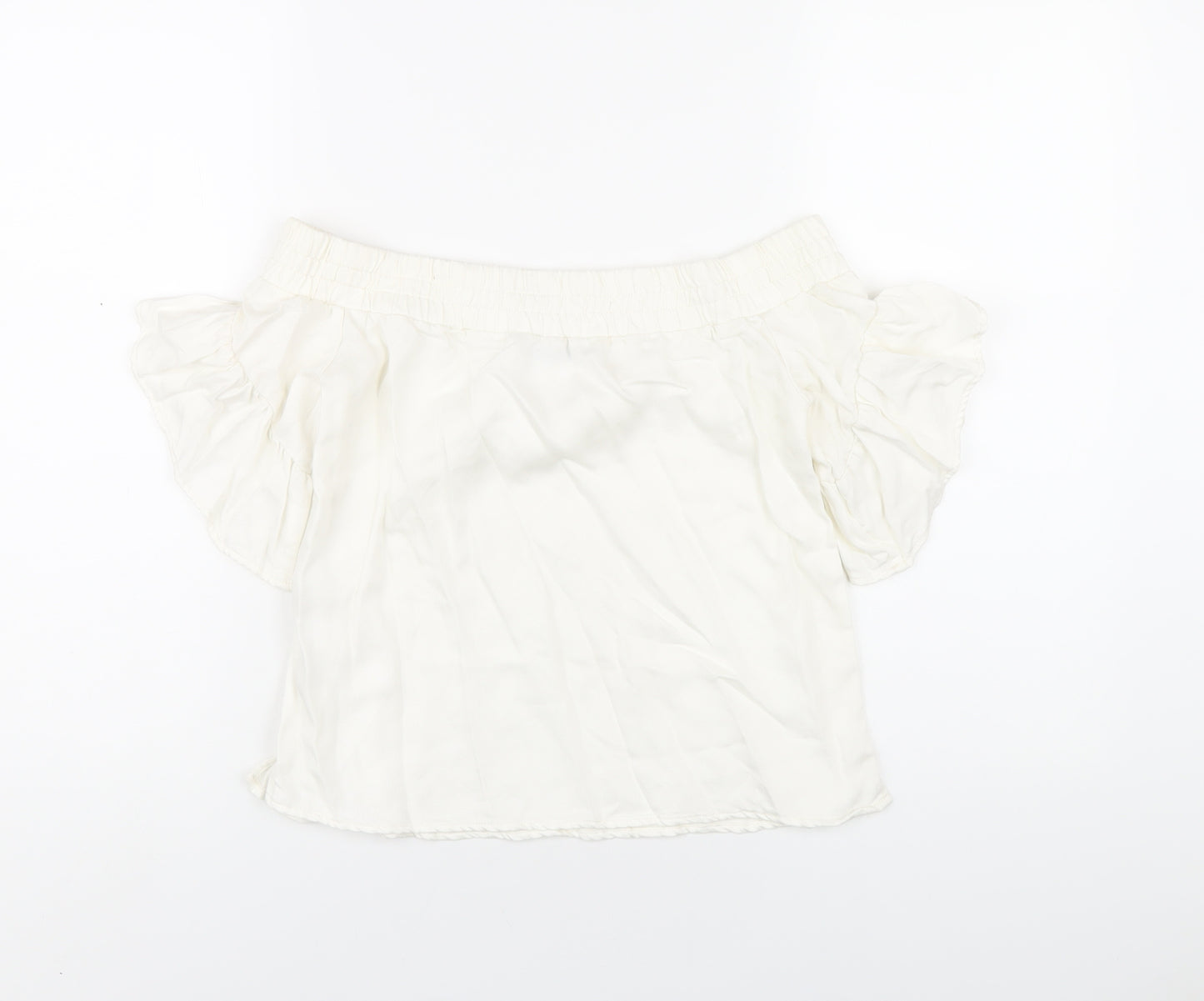 AllSaints Womens White Lyocell Basic T-Shirt Size XS Off the Shoulder