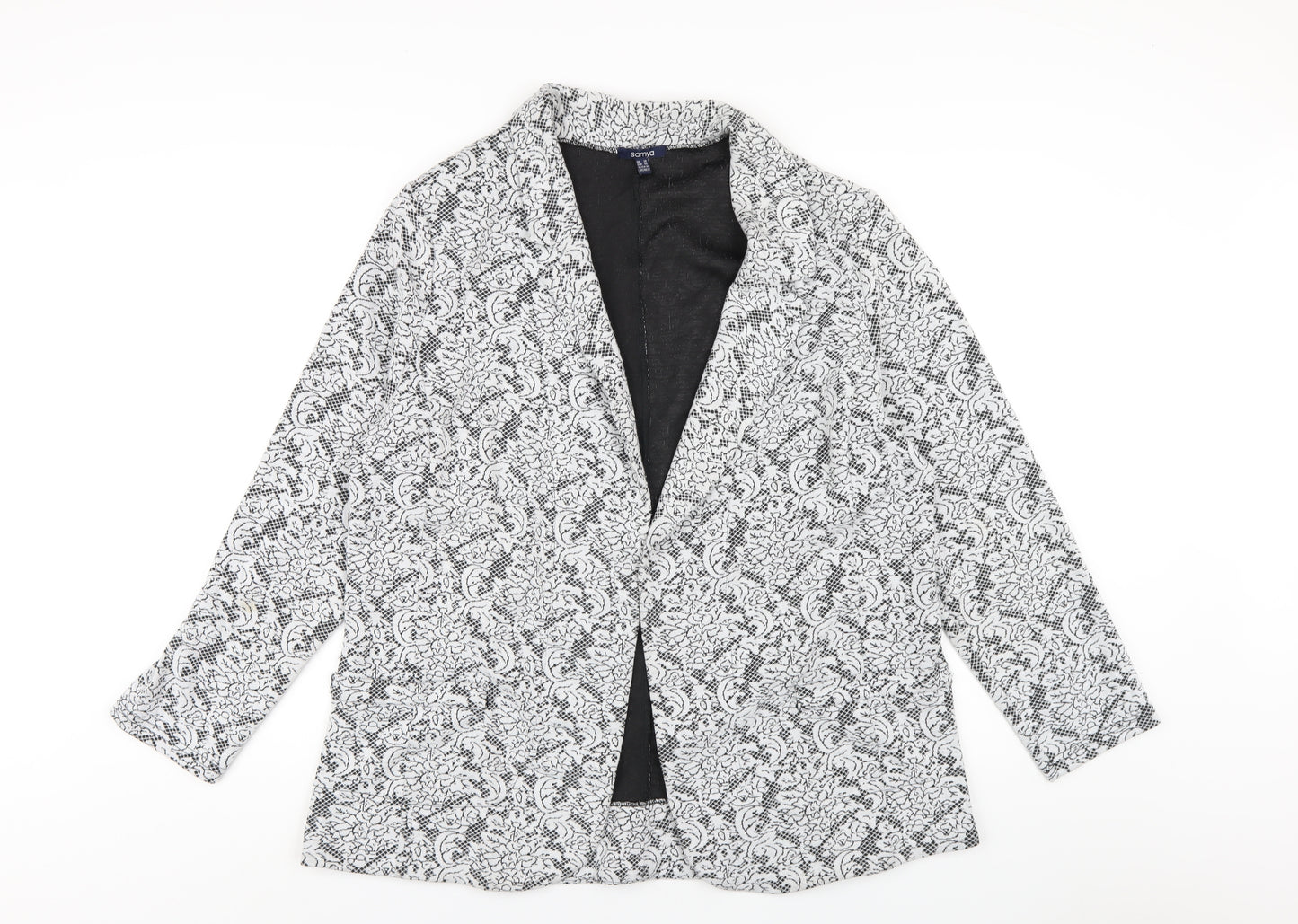 SAMYA Womens White Geometric Jacket Blazer Size 20