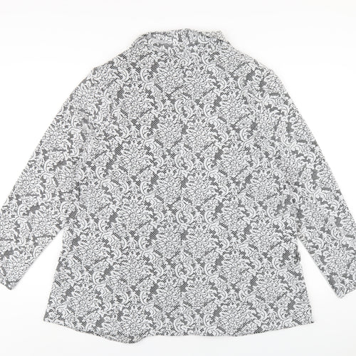 SAMYA Womens White Geometric Jacket Blazer Size 20