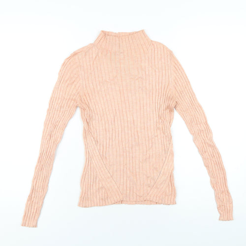 Warehouse Womens Pink Mock Neck Viscose Pullover Jumper Size 10