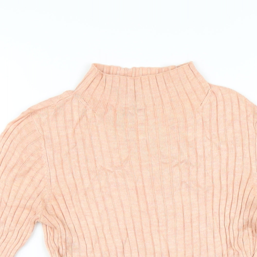 Warehouse Womens Pink Mock Neck Viscose Pullover Jumper Size 10