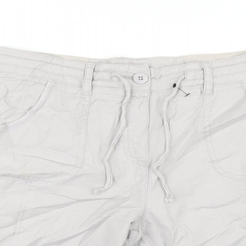 BHS Womens Grey Cotton Bermuda Shorts Size 10 L9 in Regular Zip