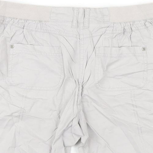 BHS Womens Grey Cotton Bermuda Shorts Size 10 L9 in Regular Zip