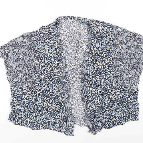 Marks and Spencer Womens Blue Geometric Viscose Kimono T-Shirt Size 14 V-Neck