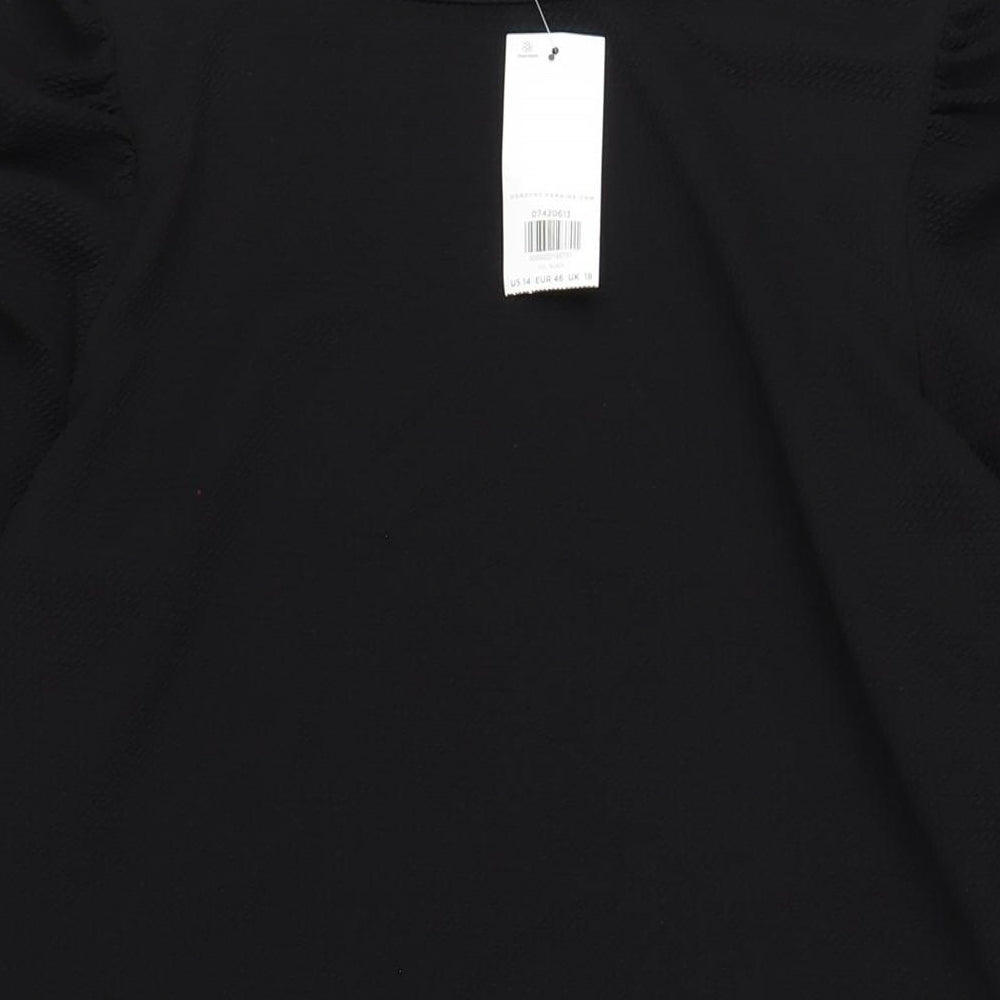 Dorothy Perkins Womens Black Polyester Bodycon Size 18 Round Neck Pullover