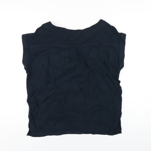 NEXT Womens Blue Viscose Basic T-Shirt Size 10 Round Neck