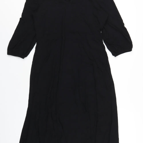 Marks and Spencer Womens Black Viscose A-Line Size 14 V-Neck Pullover