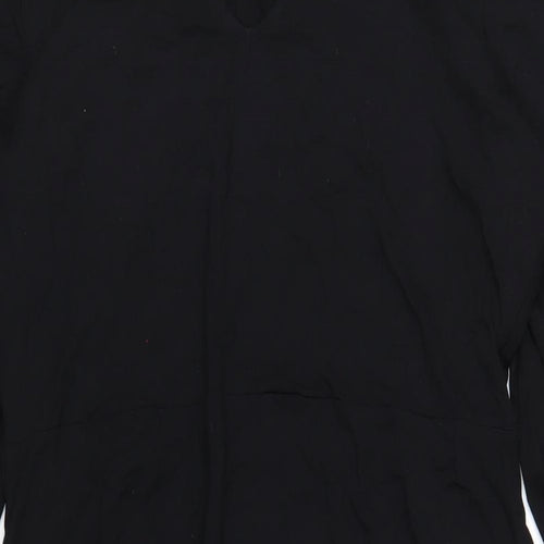 Marks and Spencer Womens Black Viscose A-Line Size 14 V-Neck Pullover
