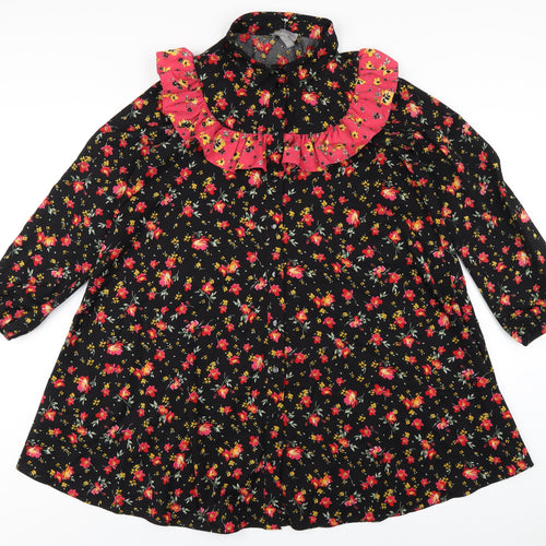 ASOS Womens Black Floral Polyester Shirt Dress Size 10 Collared Button