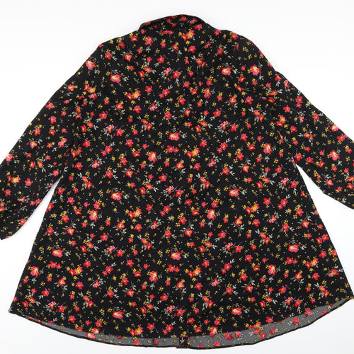 ASOS Womens Black Floral Polyester Shirt Dress Size 10 Collared Button