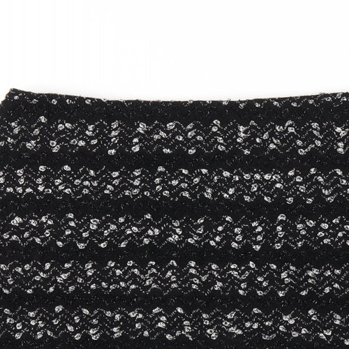 Oasis Womens Black Striped Polyester A-Line Skirt Size S Zip