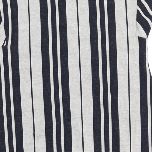 Zara Womens Grey Striped Polyester A-Line Size M V-Neck Pullover