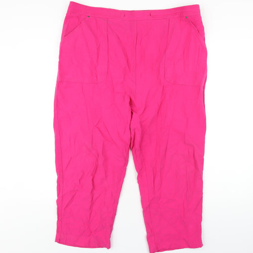 Yours Womens Pink Cotton Capri Trousers Size 20 L21 in Regular