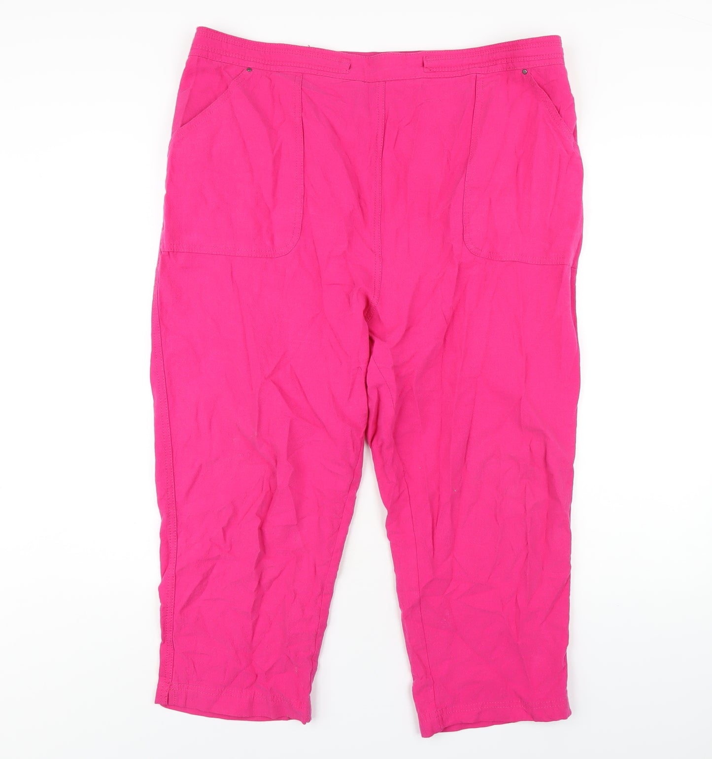 Yours Womens Pink Cotton Capri Trousers Size 20 L21 in Regular