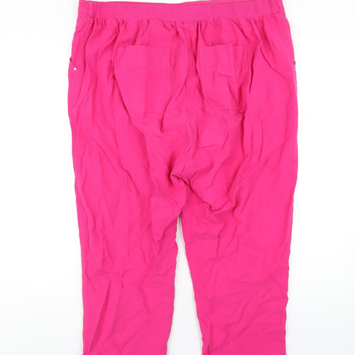 Yours Womens Pink Cotton Capri Trousers Size 20 L21 in Regular