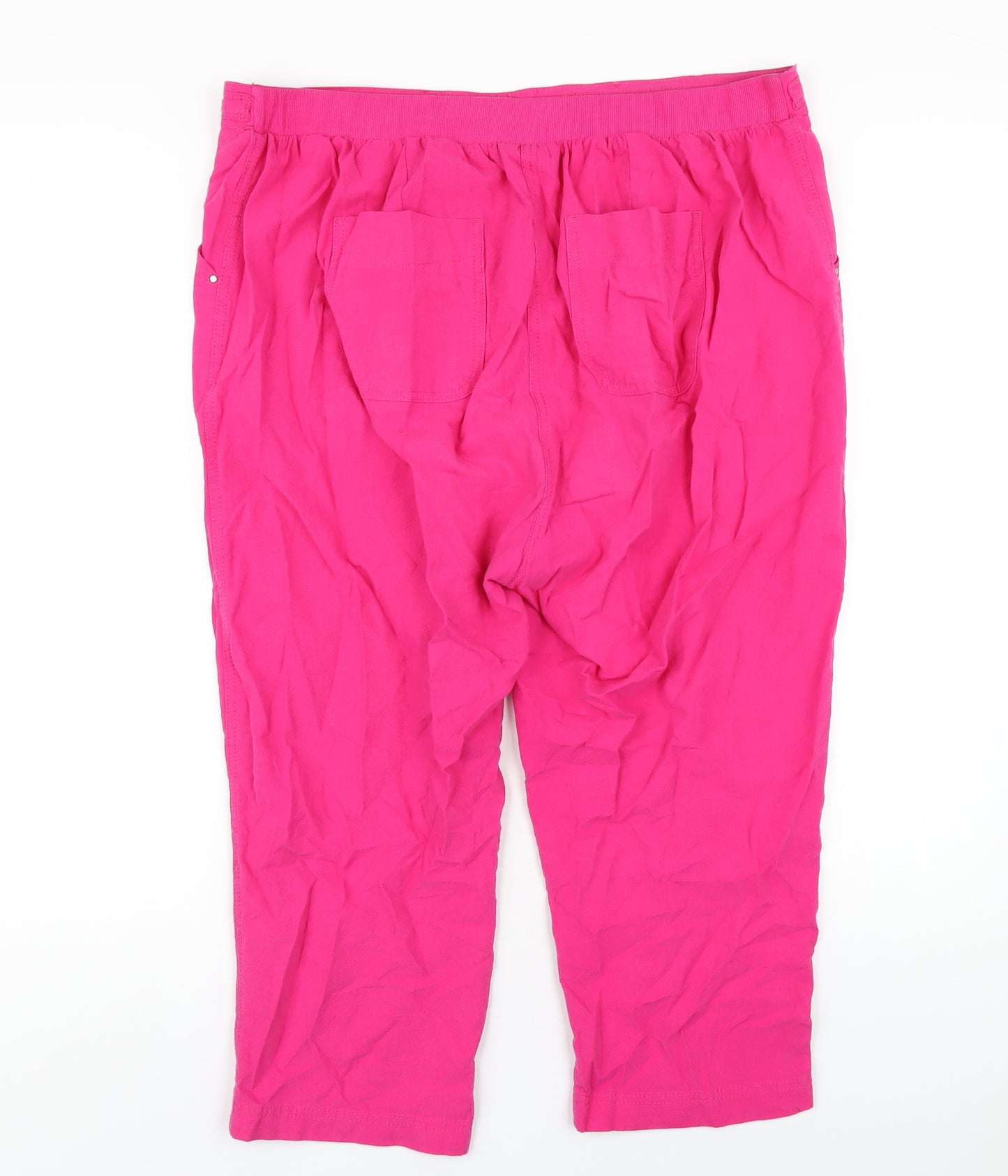 Yours Womens Pink Cotton Capri Trousers Size 20 L21 in Regular