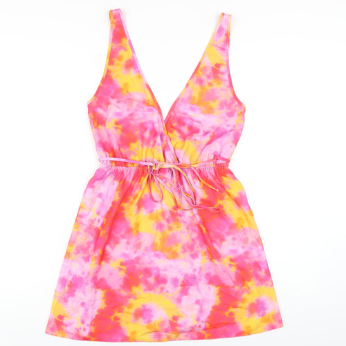 ASOS Womens Multicoloured Tie Dye Polyester Tank Dress Size 8 V-Neck Pullover