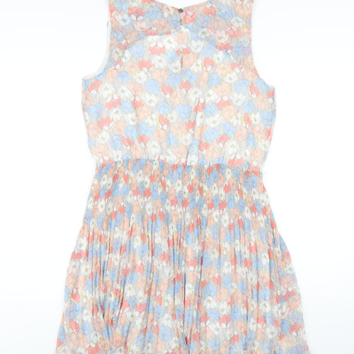 Quiz Womens Multicoloured Floral Polyester A-Line Size 14 V-Neck Button