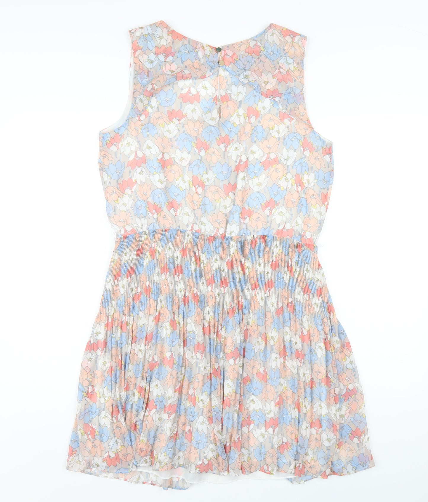 Quiz Womens Multicoloured Floral Polyester A-Line Size 14 V-Neck Button