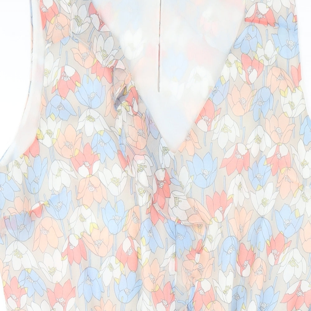 Quiz Womens Multicoloured Floral Polyester A-Line Size 14 V-Neck Button