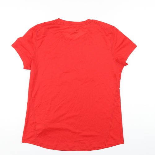 Saucony Womens Red Polyester Basic T-Shirt Size L Round Neck Pullover