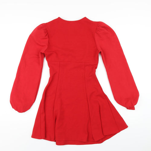 Boohoo Womens Red Polyester A-Line Size 10 Round Neck Pullover