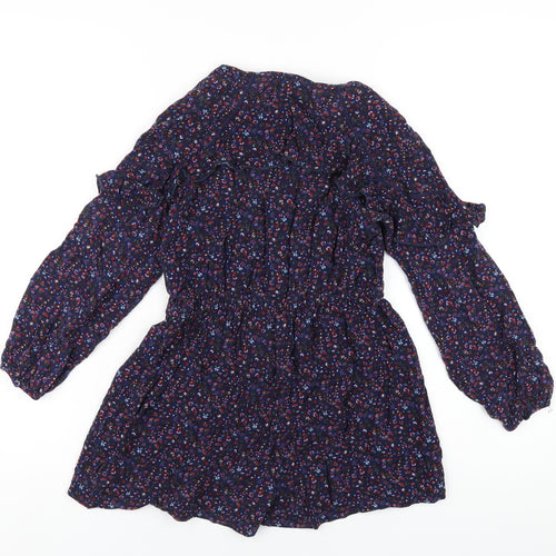 NEXT Girls Blue Floral Viscose Playsuit One-Piece Size 9 Years Button