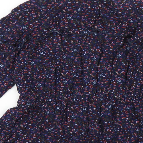 NEXT Girls Blue Floral Viscose Playsuit One-Piece Size 9 Years Button