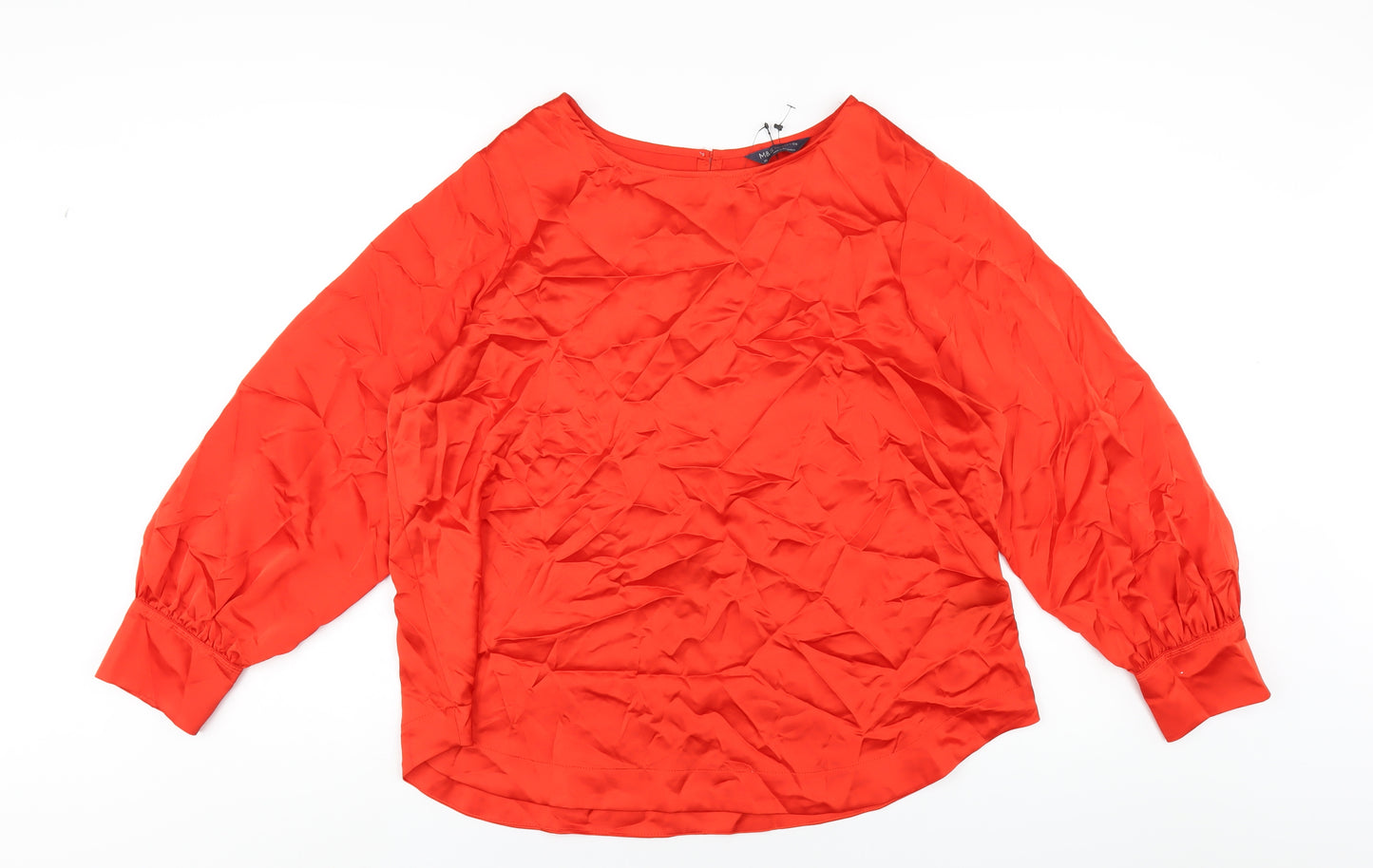 Marks and Spencer Womens Red Polyester Basic Blouse Size 20 Round Neck