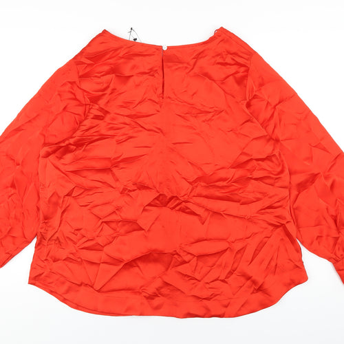 Marks and Spencer Womens Red Polyester Basic Blouse Size 20 Round Neck