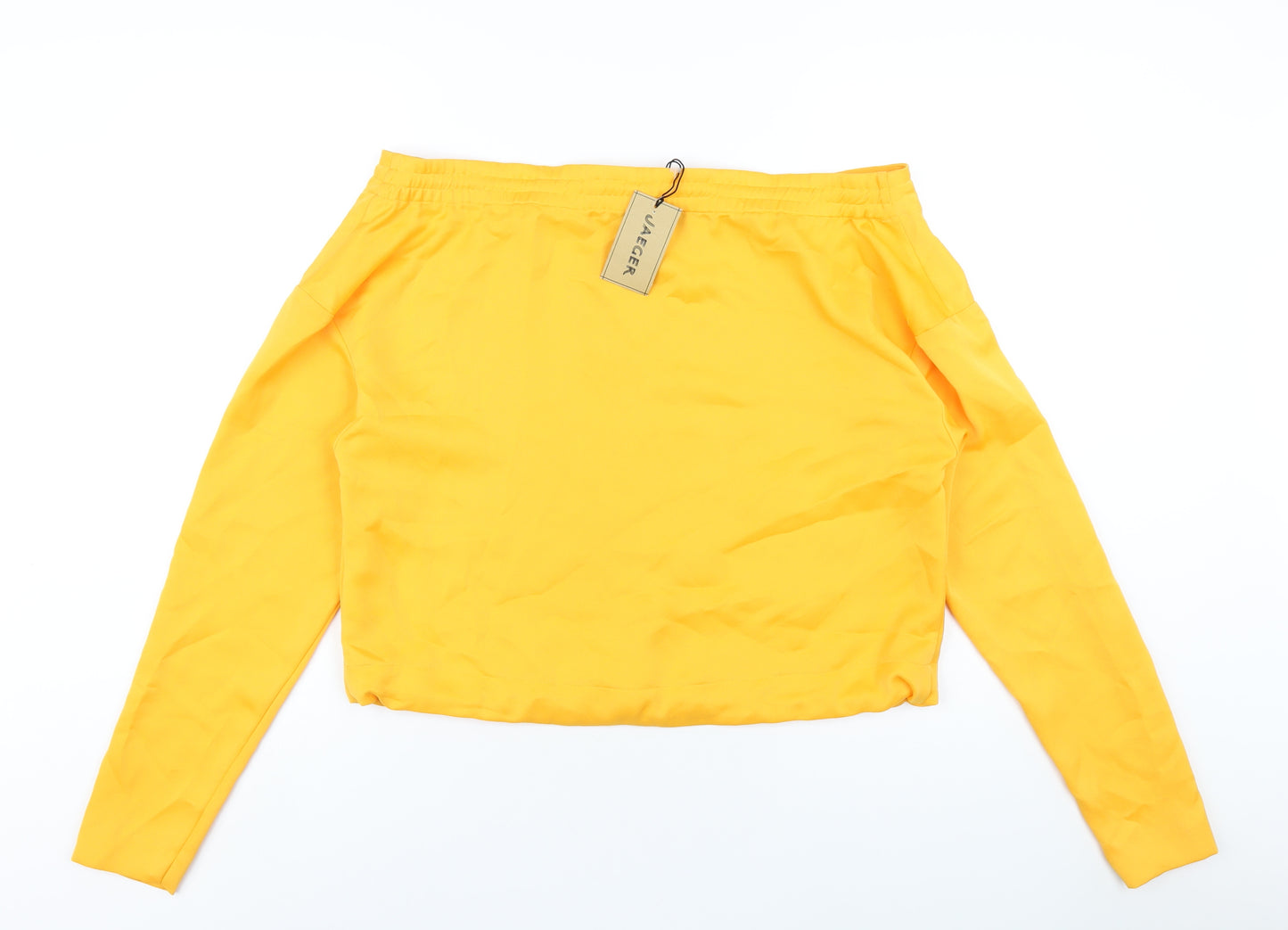 Jaeger Womens Orange Polyester Basic T-Shirt Size 14 Off the Shoulder