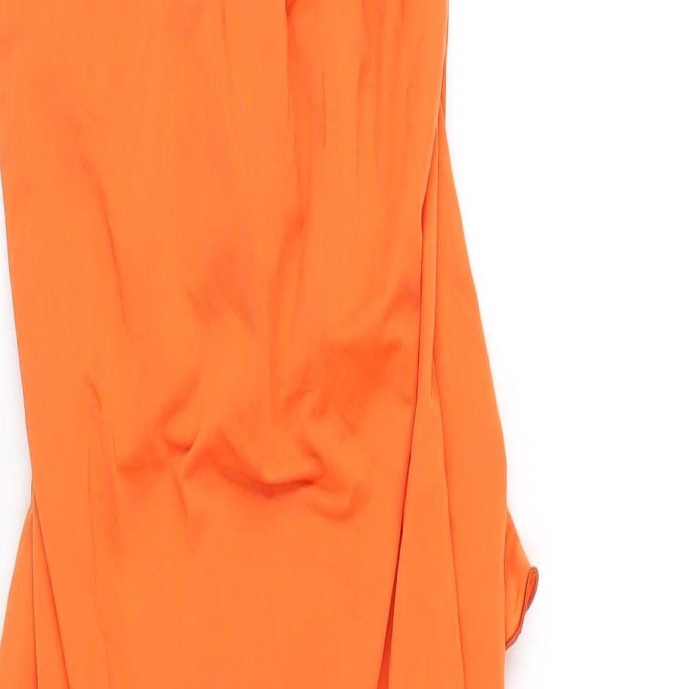 Bershka Womens Orange Polyester Bodycon Size M Square Neck Zip