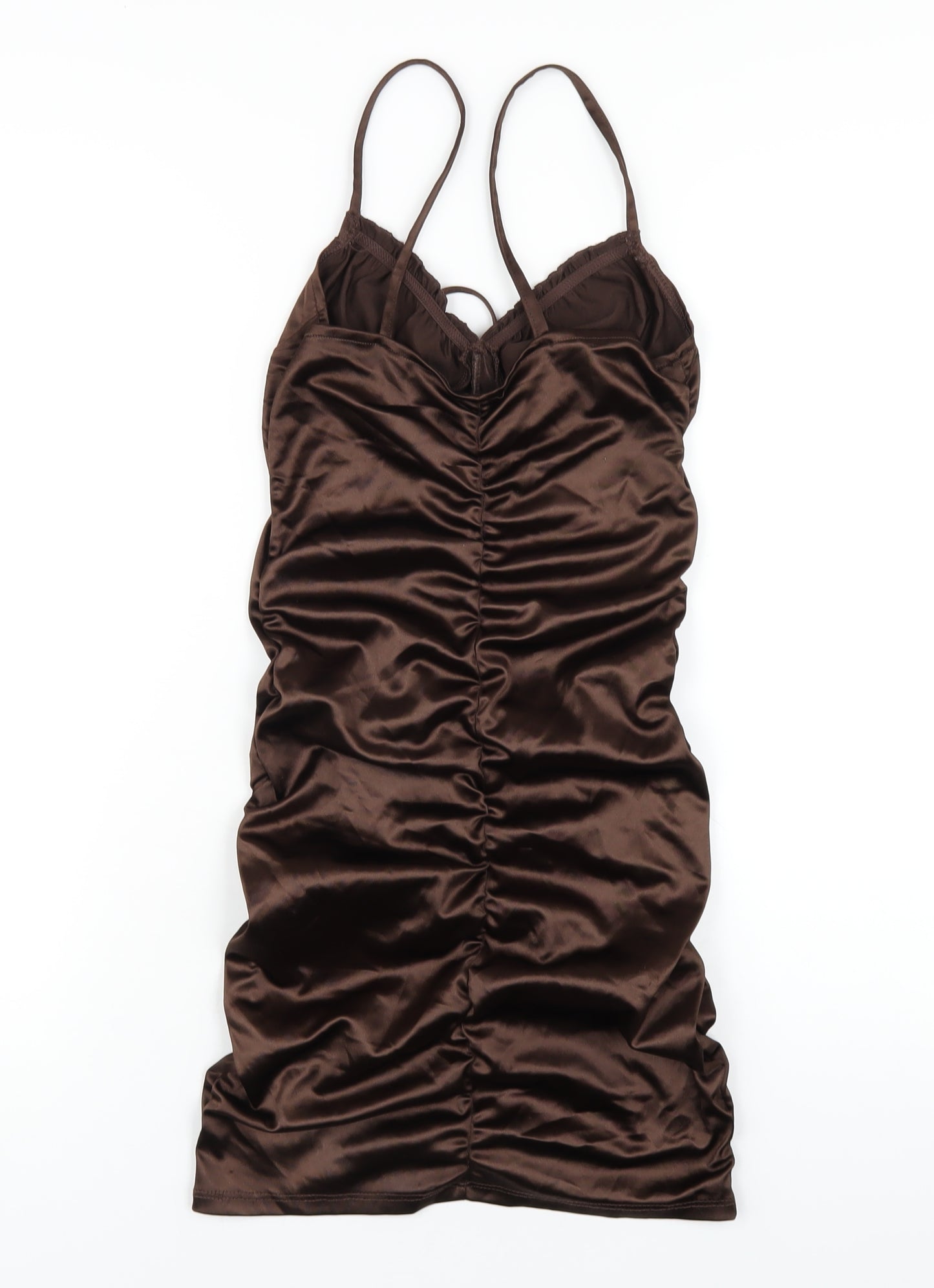 H&M Womens Brown Polyester Bodycon Size S Sweetheart Pullover - Ruched