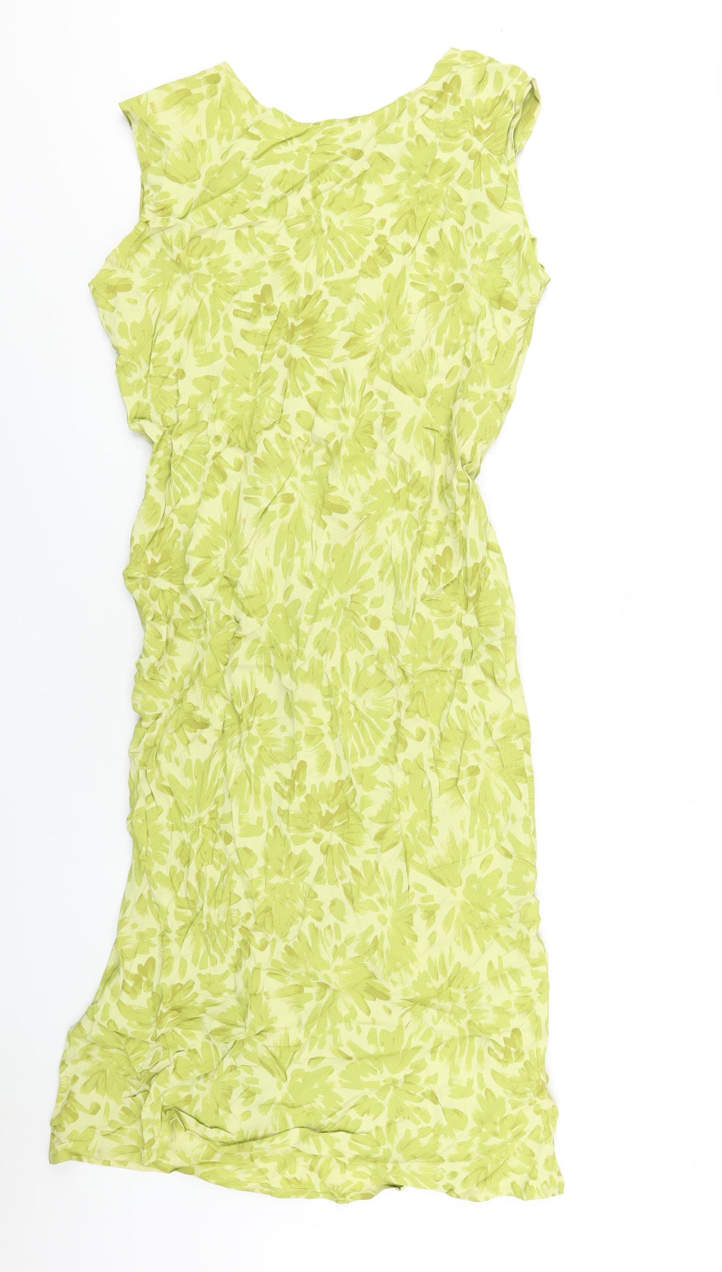 Offshoot Womens Green Geometric Viscose A-Line Size M Round Neck Pullover