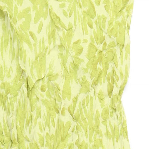 Offshoot Womens Green Geometric Viscose A-Line Size M Round Neck Pullover