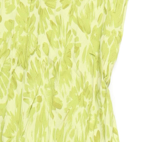 Offshoot Womens Green Geometric Viscose A-Line Size M Round Neck Pullover