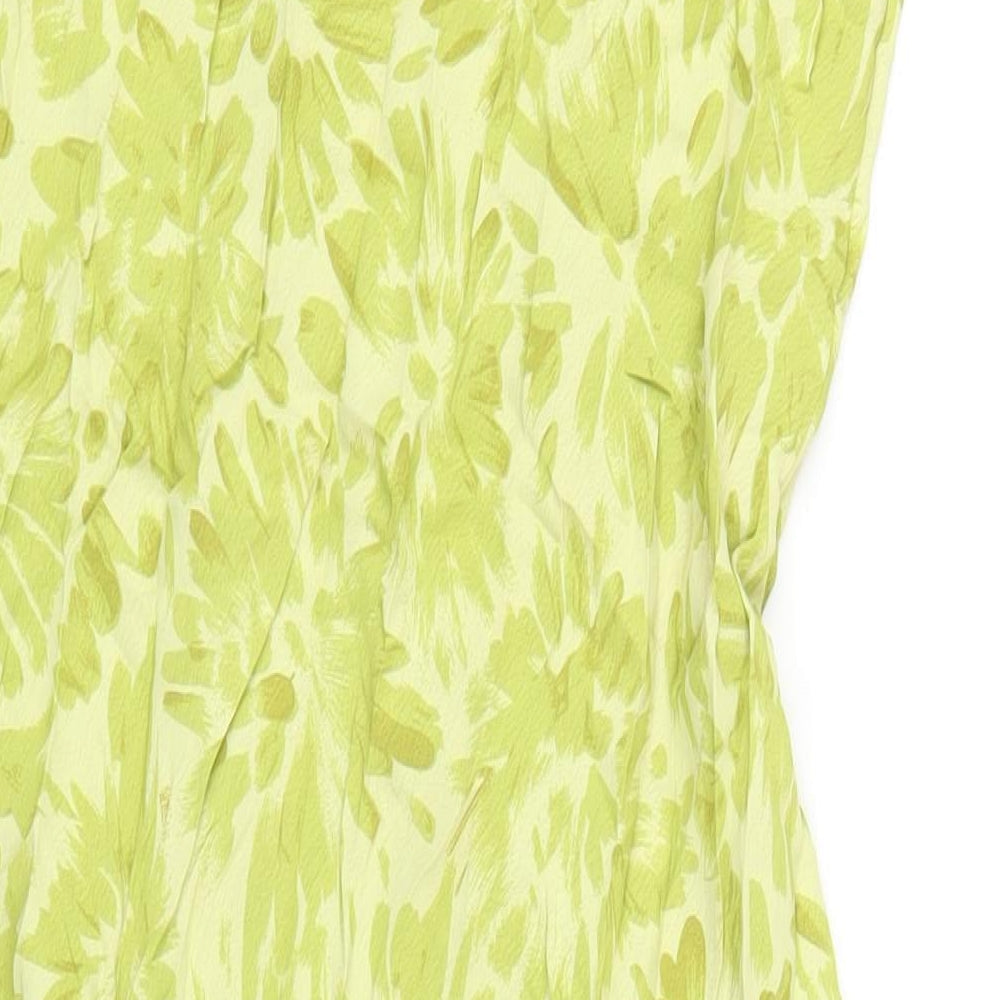 Offshoot Womens Green Geometric Viscose A-Line Size M Round Neck Pullover