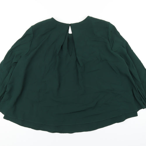 Zara Womens Green Nylon Basic Blouse Size M Round Neck