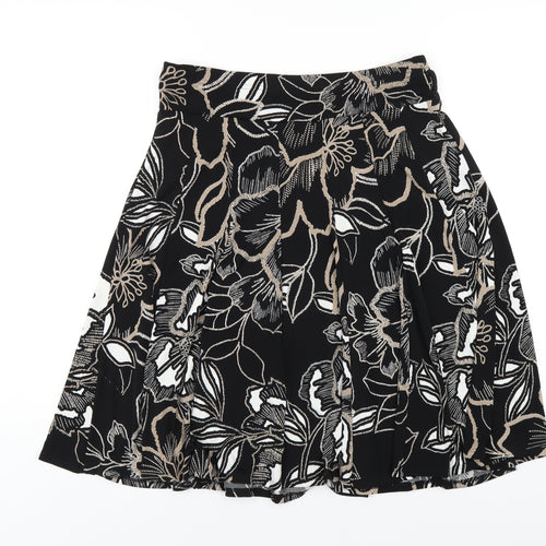 Bonmarché Womens Black Geometric Polyester A-Line Skirt Size 12