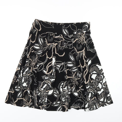 Bonmarché Womens Black Geometric Polyester A-Line Skirt Size 12