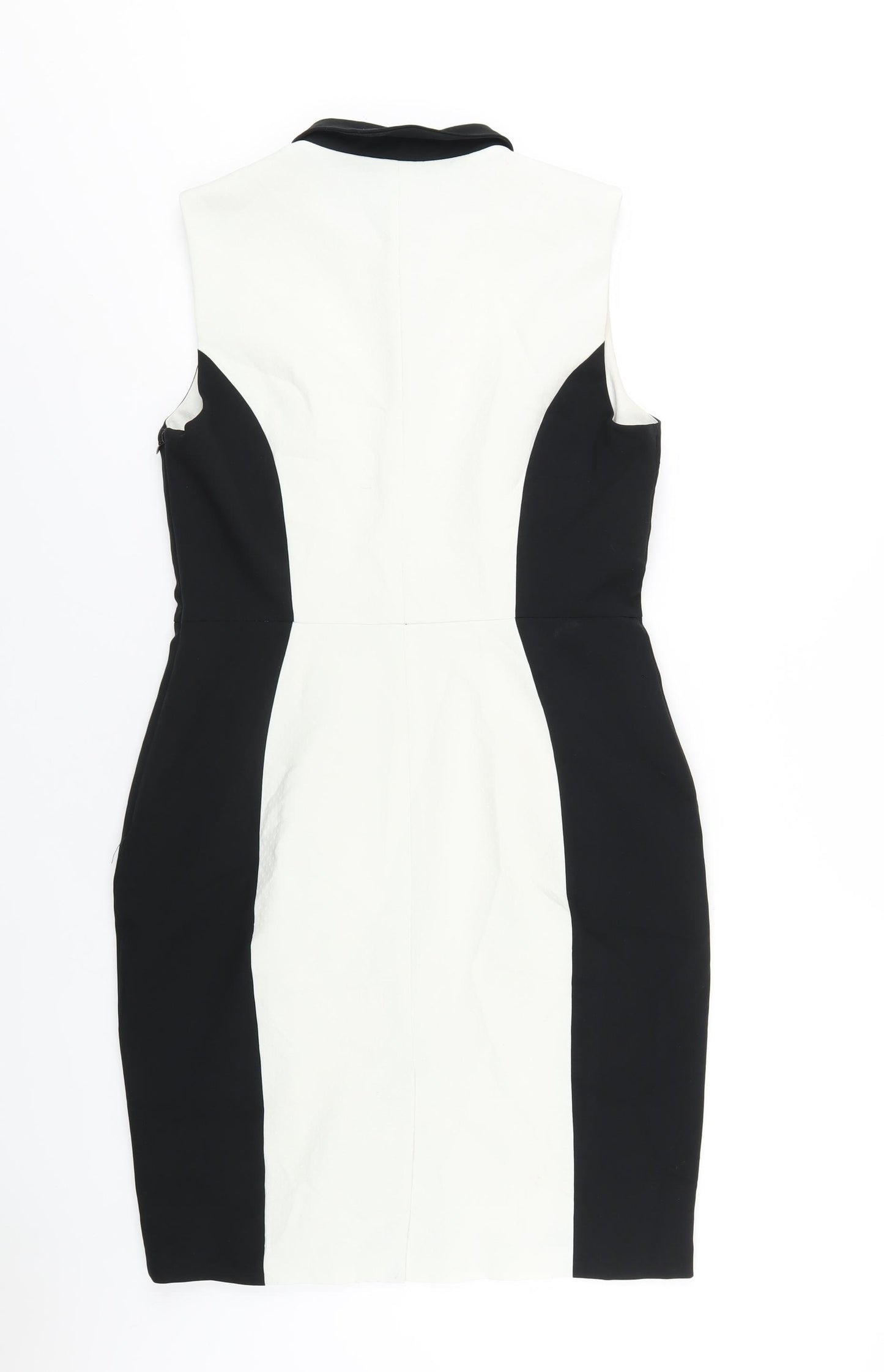 Dorothy Perkins Womens White Polyester Pencil Dress Size 14 Round Neck Zip